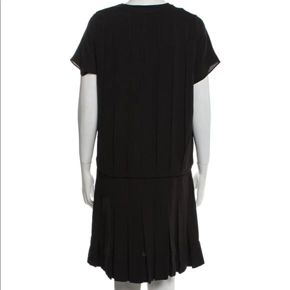 Proenza Schouler NWOT Pleated Silk Drop Waist Mini Dress in Black Size 8 - Picture 4 of 12